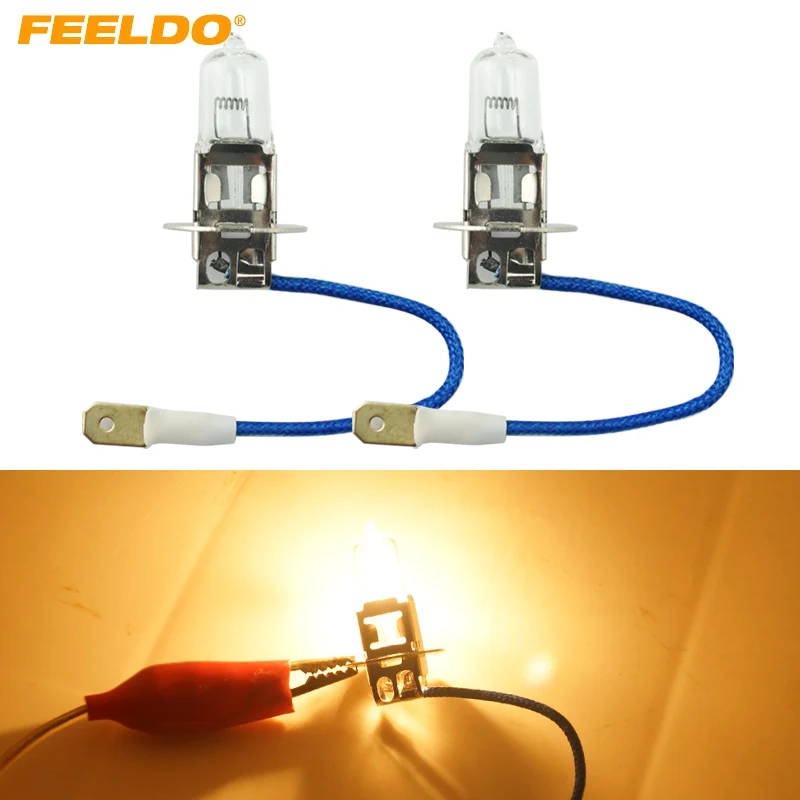 

FEELDO 50Pcs Warm White DC 24V H3 100W Truck Bus Headlight Lamp 3000K #FD-2332