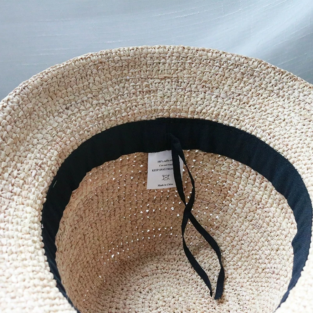 Hand made Summer Hats For Women Straw Sun Hat Bucket cap Raffia Lady Girls Panama Beach Hats Floppy Female Travel Folding Cap