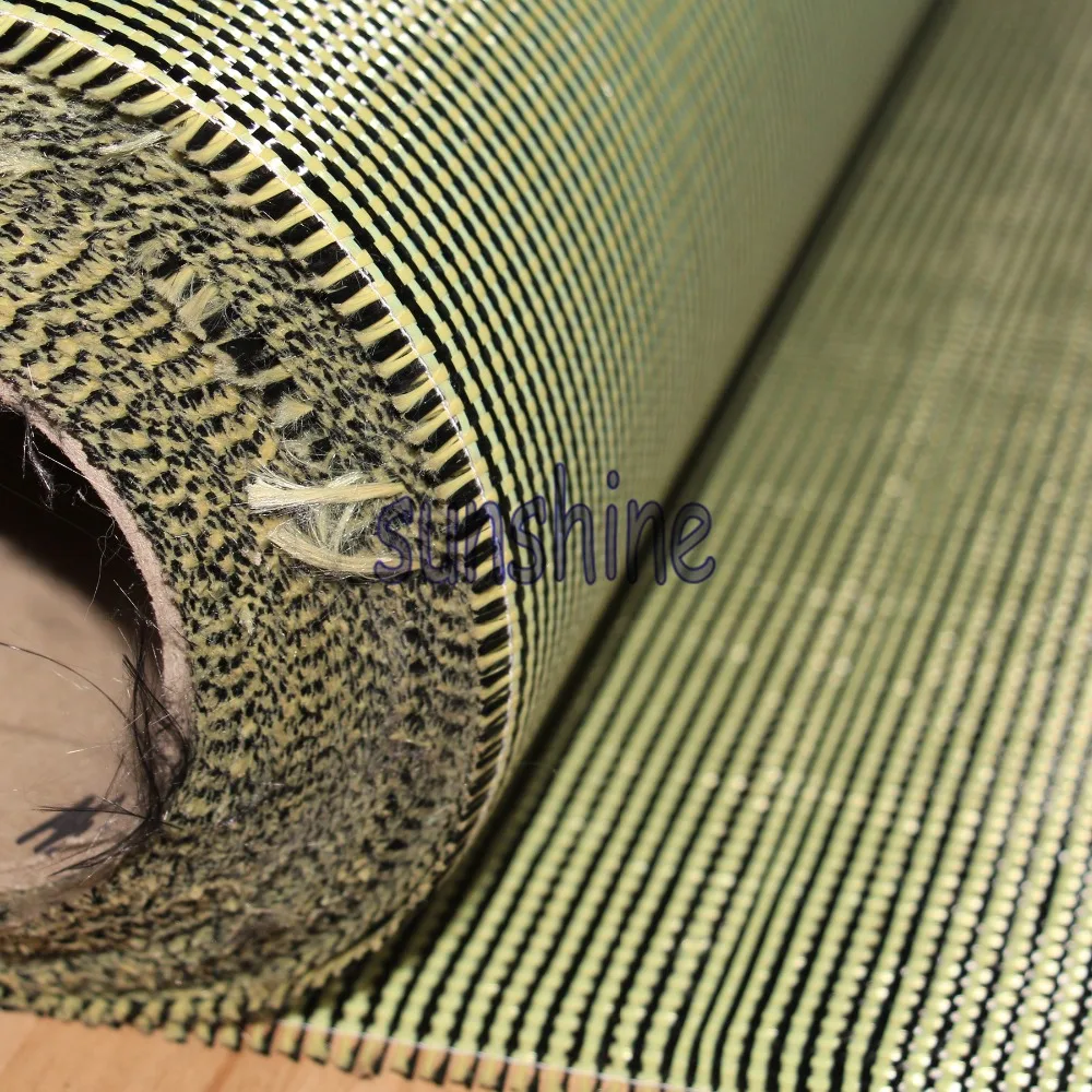 185gsm Carbon Aramid Fiber Hybrid Fabric Yellow Plain woven  Hollow Sq  Factory Outlet