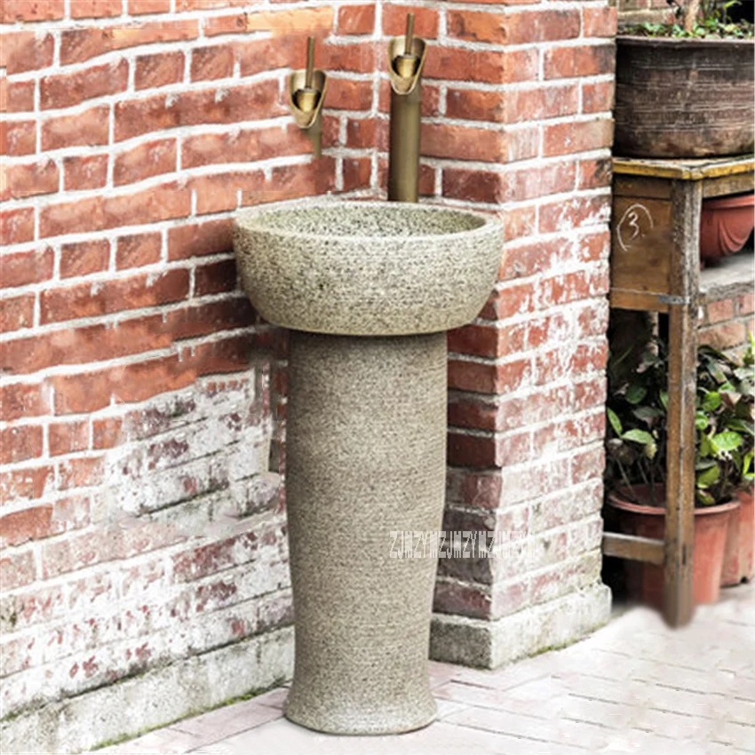 LP169 High-quality Ceramic Washbasin Creative Vertical Basin Integrated Floor Type Basin Bathroom Outdoor Balcony Washbasin 12L