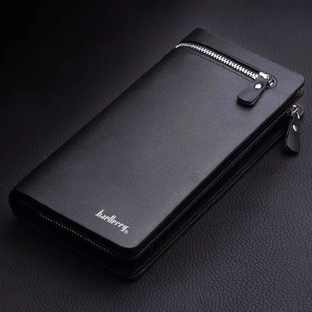 Baellerry Men Wallets Long Business Zipper PU Leather Large Capacity Phone Pocket Men Purse Multifunction Classic Male Wallet