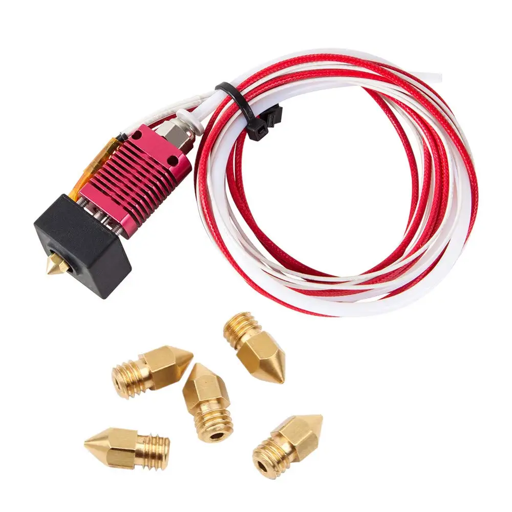 

Creality 3D Printer Extruder Assembled MK8 Hot End Kit +5pcs 0.4MM nozzles for Ender 3/ Ender 3 Pro Aluminum Heating Block parts