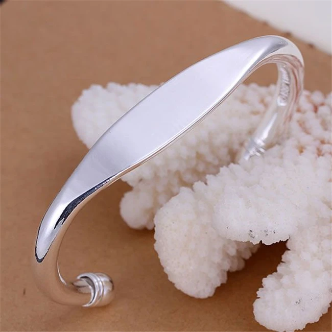 KN-B015 Wholesale Silver Color Bangle Factory Price Elegant Gorgeous Design New Arrival Fashion Jewelry Middle Flat Bangle