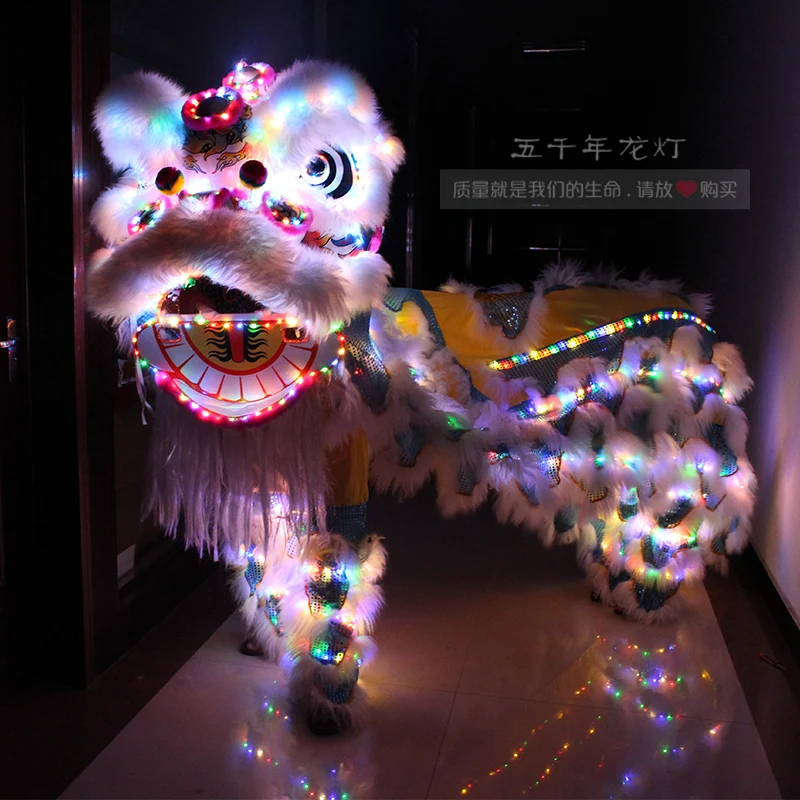 LED Light Lion Dance Equipment Wushu Lion Dancing Costume Wool South Lion Dance Props 2-persons Foshan dance lions