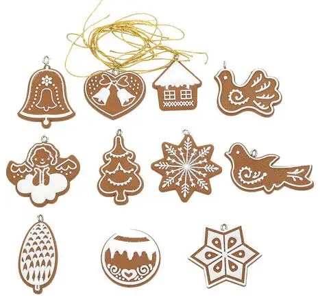 Hanging Ornament Snowflakes Decor Polymer Clay Drop Pendants 11 pcs/lot Christmas Tree Baubles Decoration Enfeites De Natal Orna