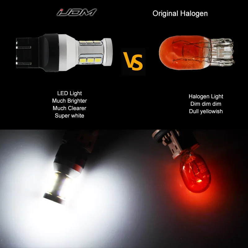 IJDM 자동차 7440 7443 LED 전구, Canbus OBC T15 W16W LED 1156 S25 LED 1157 3156 3157 LED, 브레이크 후진등, 방향 지시등, 12V