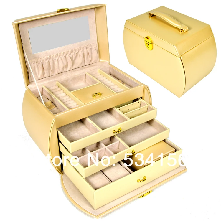 Free Shipping  Ring & necklaces &  Gift Jewelry Boxes Cases Display Leather gift box case watch casket(Smooth leather pink color