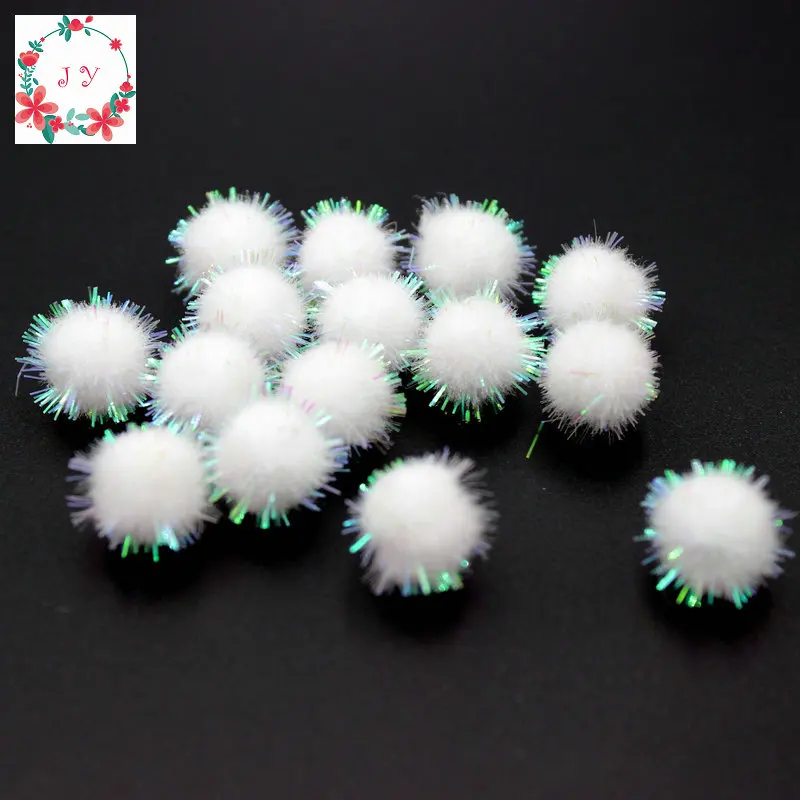 50G/lot Christmas Glitter white Sparkle Tinsel Pompom Balls Party Garlands Ornament Christmas Wreath Baby DIY Craft Supplies