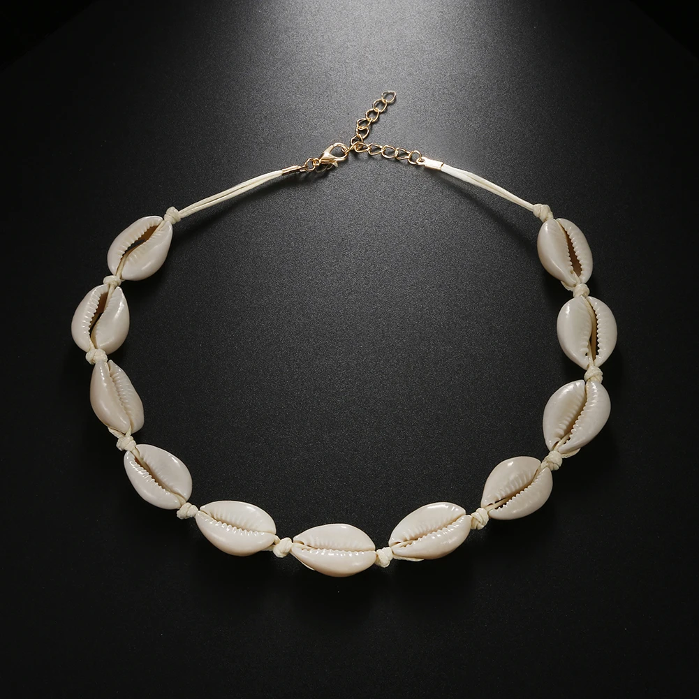 Fashion Natural Summer Beach Shell Choker Rope Chain Necklace Simple Bohemian Seashell Necklace for Women Girls Jewelry Gift