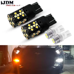 No Hyper Flash Amber/White Dual Color 7443 LED Turn Signal Light Bulbs White T10 LED Parking Clearance Lights For Ford Mustang