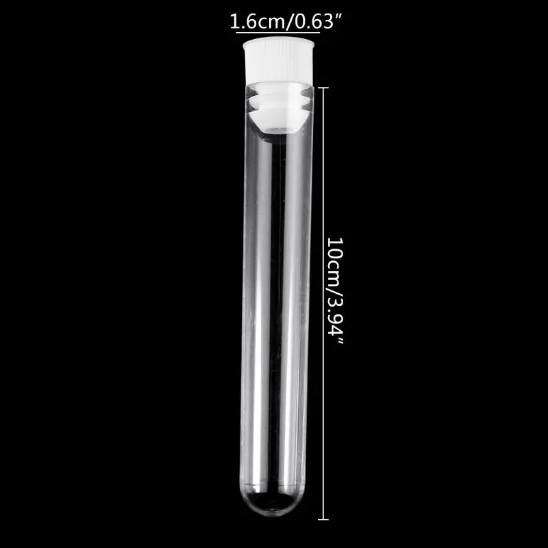 

10Pcs Plastic Test Tubes Lab Test Tool With Screw Cap Transparent 16x100mm