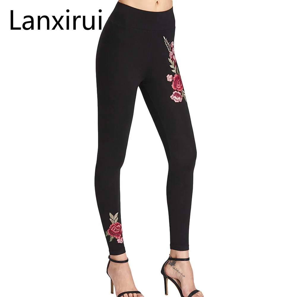 Lanxirui Nuova Palestra Delle Calzamaglia Delle Ghette Fiore Ricamato Donne Pantaloni Di Fitness In Leggings Oct26