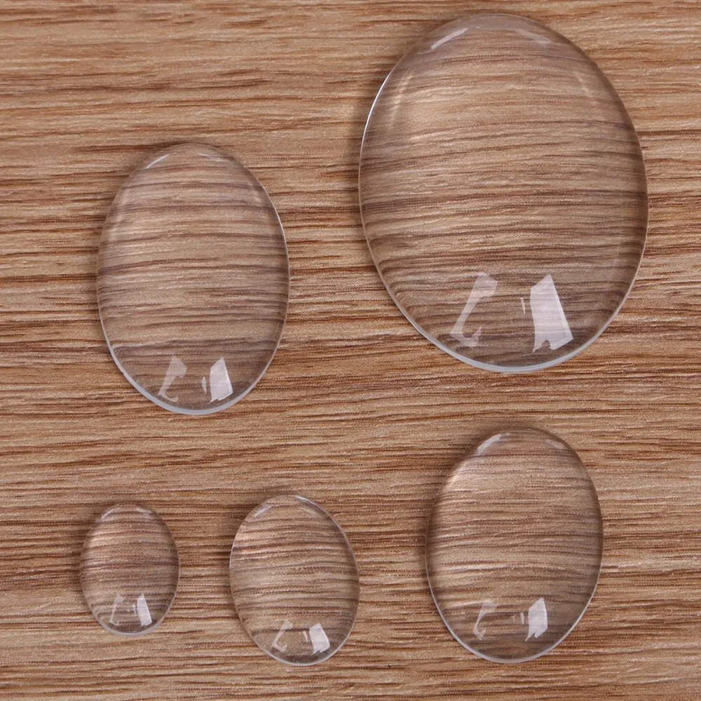 10~50Pcs/Lot Round Oval Square Flat Back Glass Cabochon 8 12 20 25mm Transparent Clear Crystal Cabochon Cameo Diy Jewelry Making