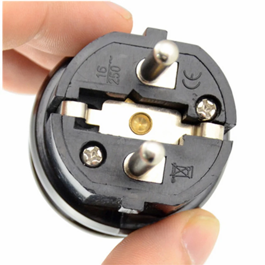 Black EU 16A 250V Korea Russia France Germany Grounded Industry Assemble Wired Power Cable Connector Female Male Socket Plug