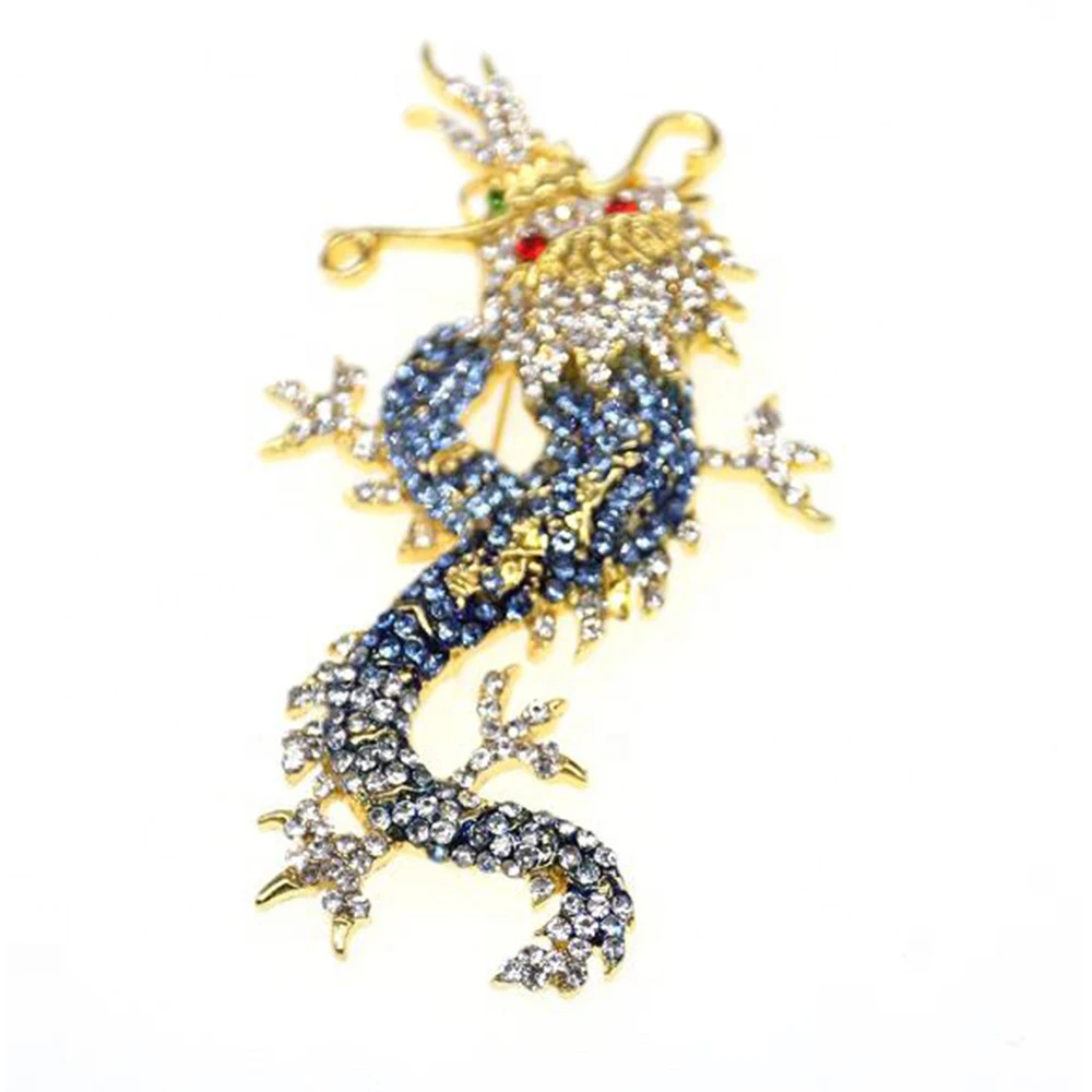 100pcs/lot / HOTSALE Vintage Crystal Animal Dragon Brooch Lucky Dragon Pin Fashion Women Jewelry