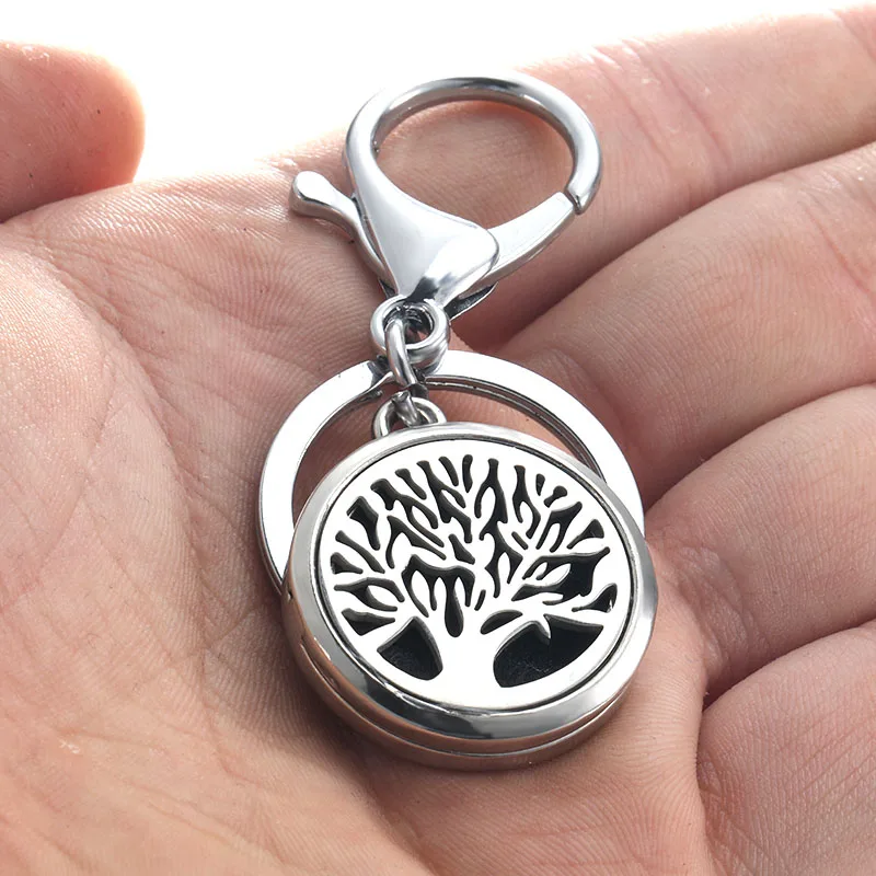 Fashion Round Little Love KeyChain Jewelry Stainless Steel Essential Oil Diffuser Perfume Aromatherapy Locket Key Chain Jewelry