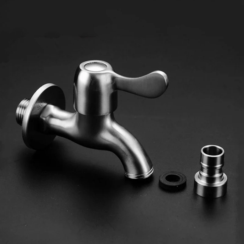 Stainless Steel Washing Machine Faucet Wall Mount Water Faucet Single Cold Tap Bib Cock Mop Pool Tap For Outdoor Garden Balcony