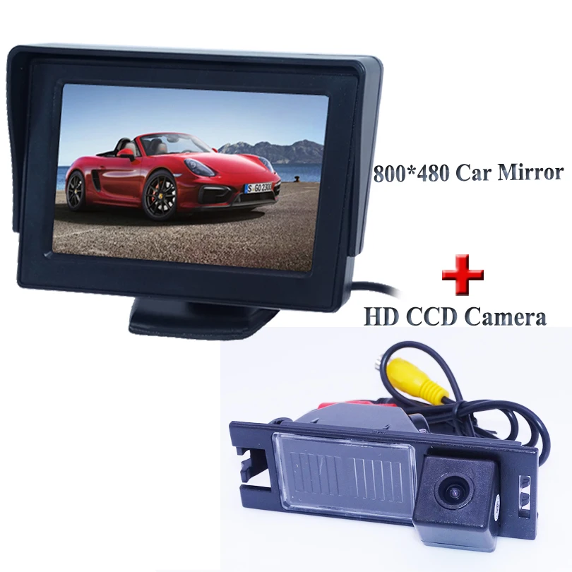 

Barceen In stock CCD car backup rear view camera for Hyundai ix35 Car parking camera + 4.3'' car monitor rearview mirror