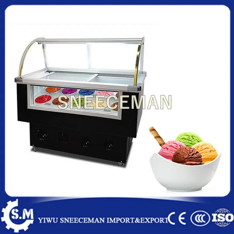 

Custom size color Gelato Cabinets Ice Cream Dipping Display Freezer