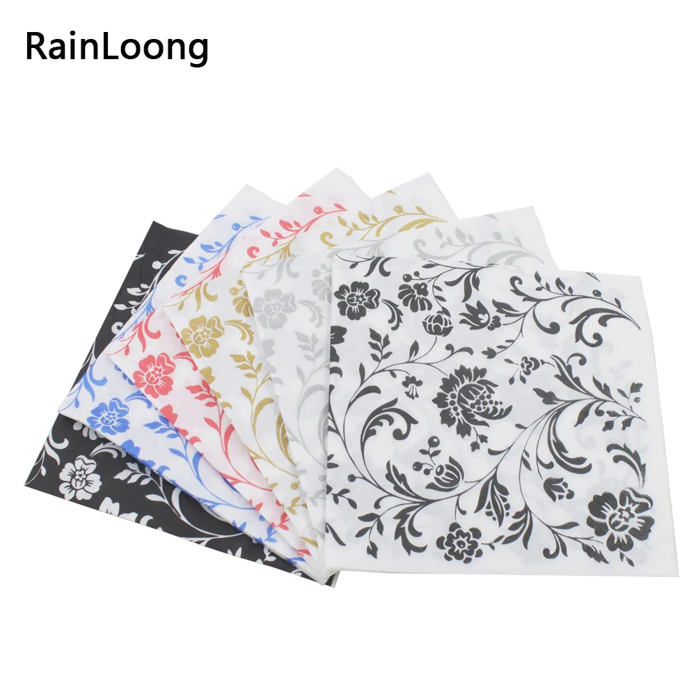 [RainLoong] Beverage Paper Napkins Flower Event & Party Tissue Napkin Decoration Serviettes For Decor Decoupage 1 pack