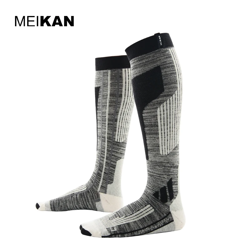 MKSK2017001 High Quality Professional Men/Women Mercerized Merino Wool Ski Socks Outdoor Thicken Terry Warm Knee High Long Socks