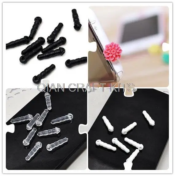 

1000pcs Soft 3.5mm dust plug dust cap earphone dust plugs mix colors with holes for hanging charms jewelry connectors