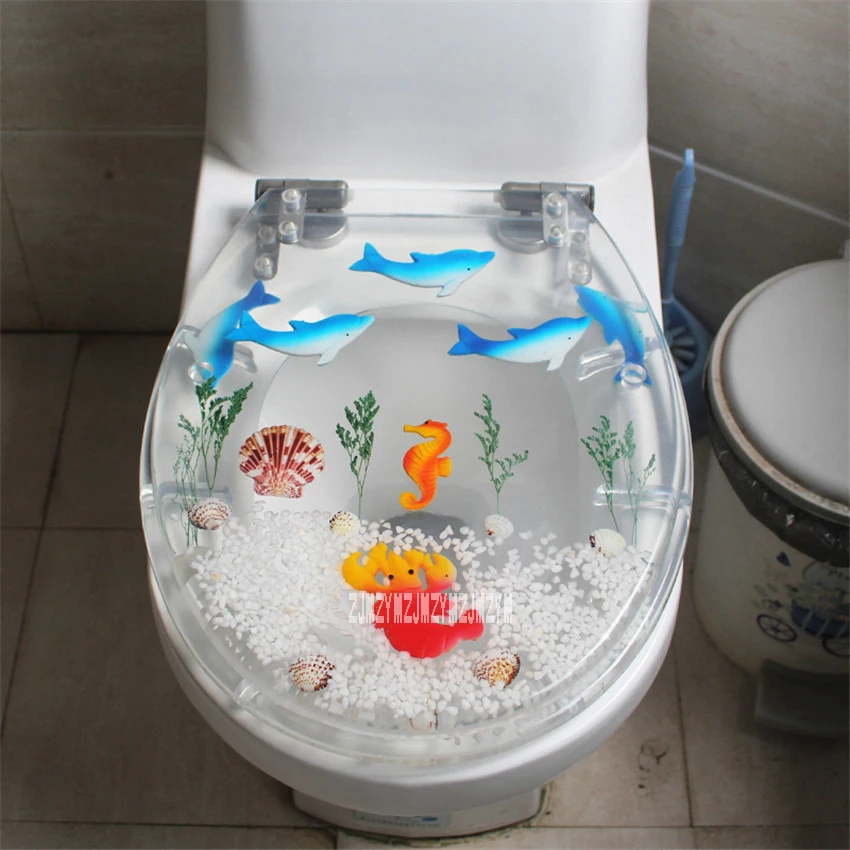 47*38CM High-grade Beautiful Resin Toilet Seat Cover Stainless Steel Slow Down  Mute Thickened U/V/O Type Universal Toilet Cover