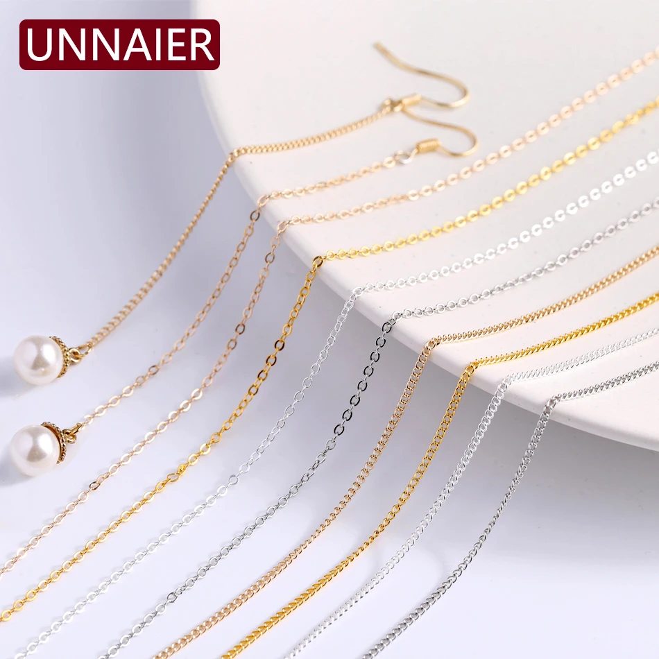 UNNAIER 1 meter, earring tassel chain 1.5mm thin chain connecting chain metal alloy handmade ear wire diy earring accessories