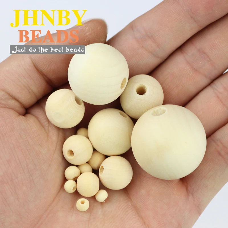 JHNBY Handmade Wooden Beads 5~30MM Natural wood Eco-Friendly Round Loose beads for Jewelry bracelet making DIY Accessories Toys