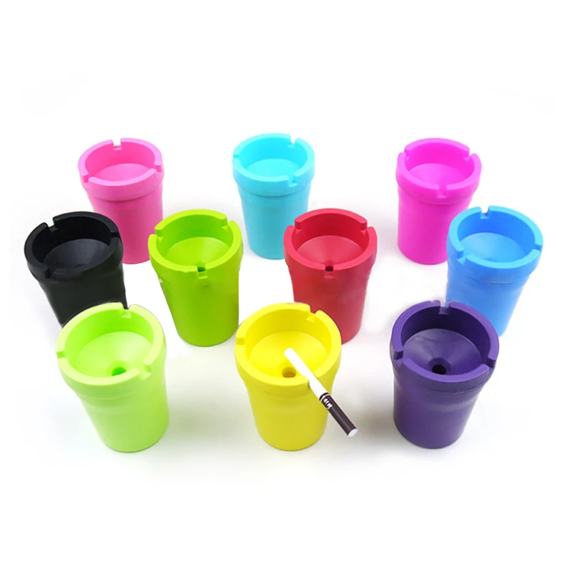 1PC Portable Mini Ashtray Cigarette Cup Car Butt Bucket Smoke Ash Holder Candy Color Tobacciana Ashtrays For Car