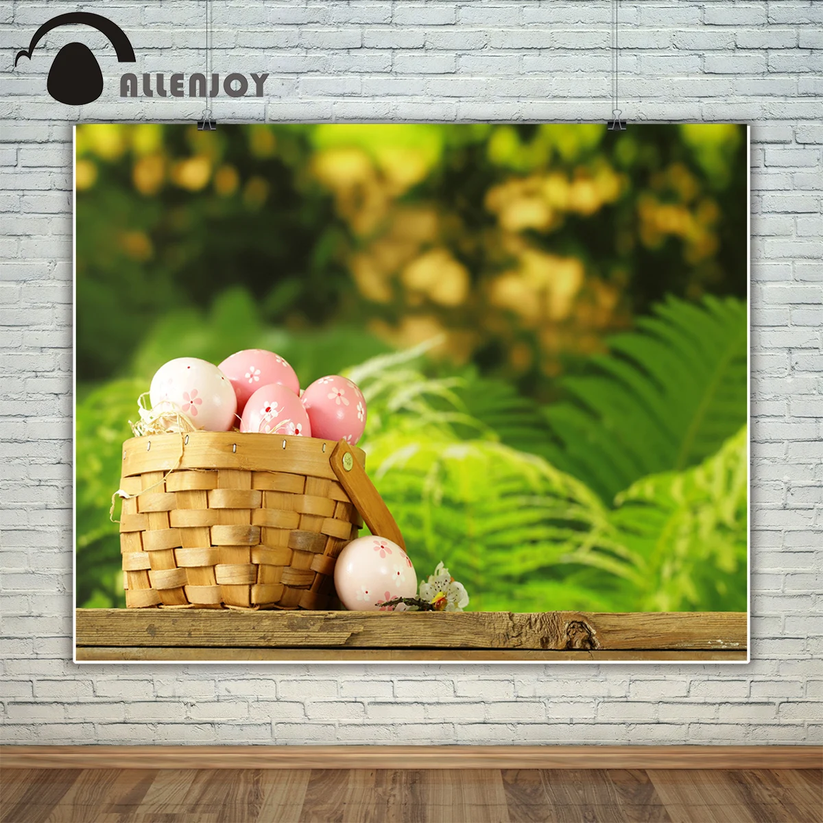 Allenjoy fotografia professionale sfondo buona pasqua uova decorative primavera vacanze simboli sfondo photocall photobooth
