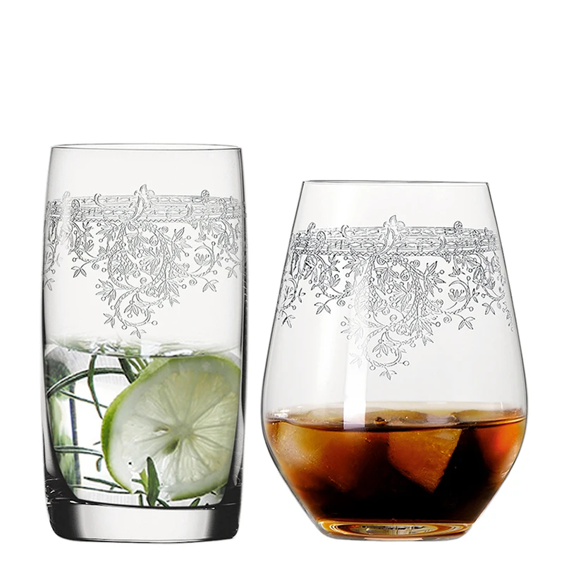 

Creative Carved flowers Crystal glass cup tumbler glass Whiskey tea juice glasses wine cups Bar Hotel party wedding Drinkware