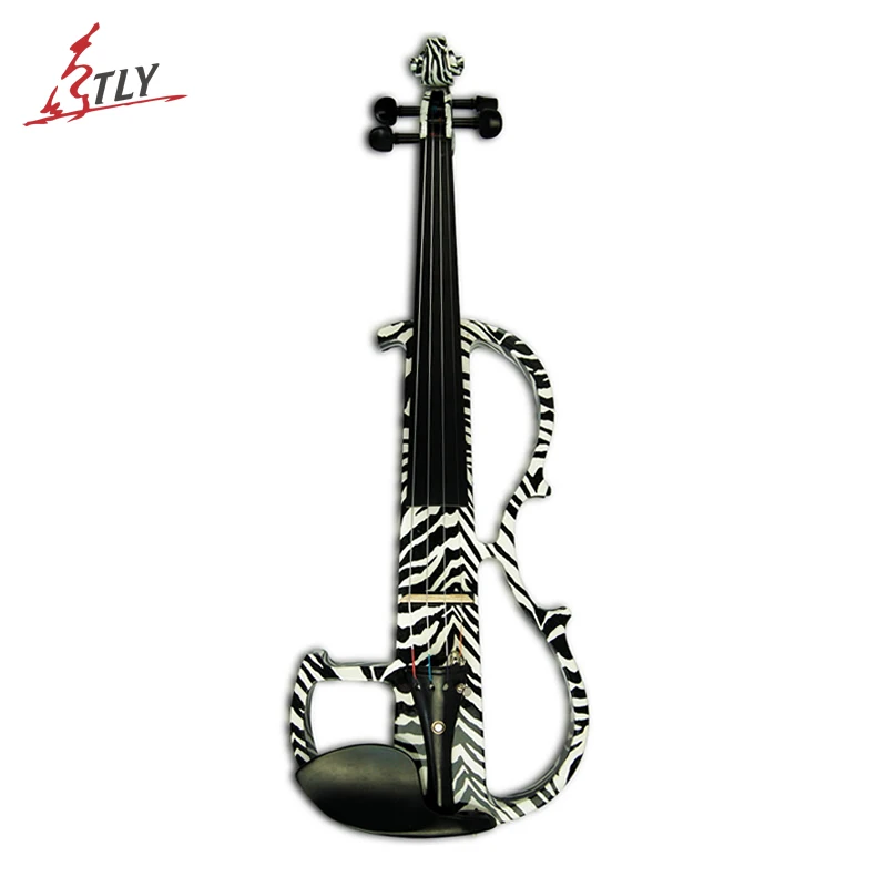 Advanced Electric Art Violin Zebra Stripes Solid Wood Silent Violin Full Size 4/4 Ebony Fittings w/ Parts(DSG-1302)