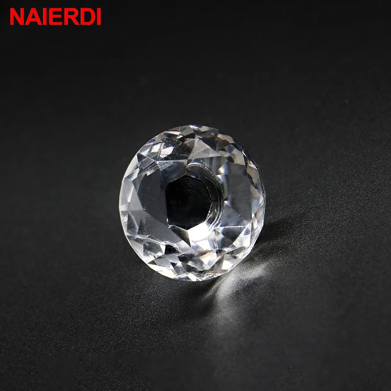 10PCS NAIERDI Diamond Crystal Handles Glass Knobs Cupboard Drawer Pulls Kitchen Cabinet Door Wardrobe Handle Furniture Hardware