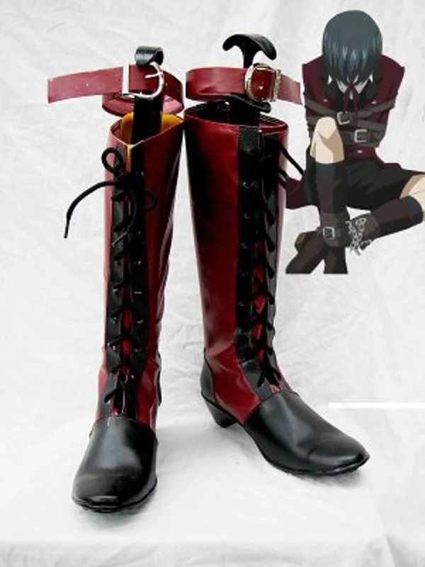 Black Butler-Botas de Cosplay Ciel Phantomhive para adultos, zapatos de Anime para fiesta, Cosplay, a medida, color rojo y negro