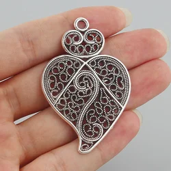 4PCS Antique Large Hollow Open Filigree Love Viana Heart Charms Pendants  for DIY Jewelry Necklace Finding