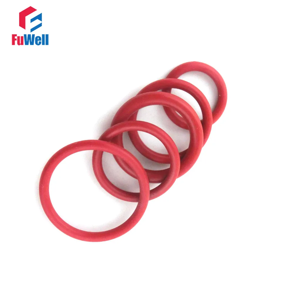 

200pcs Red Silicon O Ring Seal 1mm Thickness 26/28/30/32/35mm OD O-ring Seals Gasket VMQ Rubber O Type Ring Gasket