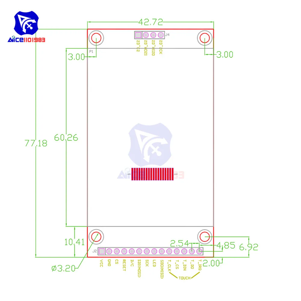 2.4 Inch Spi Tft Lcd-scherm Module 240X320 Touch Panel Seriële Poort Module Met Pbc ILI9341 3.3V/5V Voor Arduino