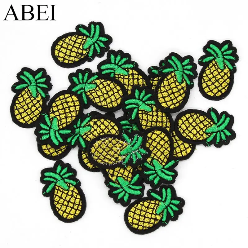 10pcs/lot Pineapple Embroidered Patches Fruits Iron-on Appliques DIY Clothes Stickers Jeans Decoration Handmade Sewing Craft