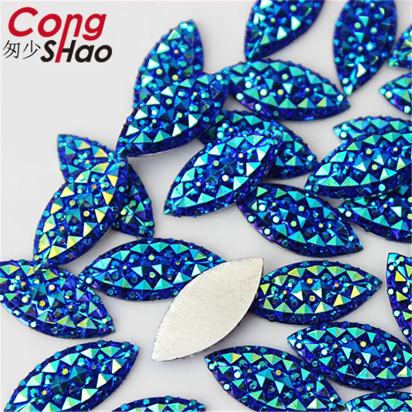 Cong Shao 200PCS 9*20mm Horse eye AB Colorful flatback Resin Rhinestone stones and crystals DIY Clothes Decoration Craft CS190
