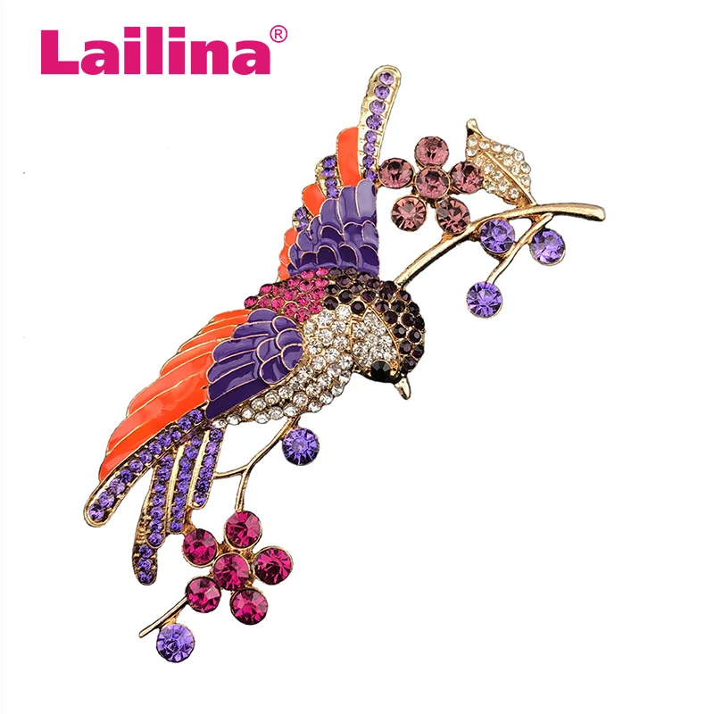 102mm Multicolor Rhinestone Crystal Bird Swallows Animal Brooch large purple blue green bird brooch