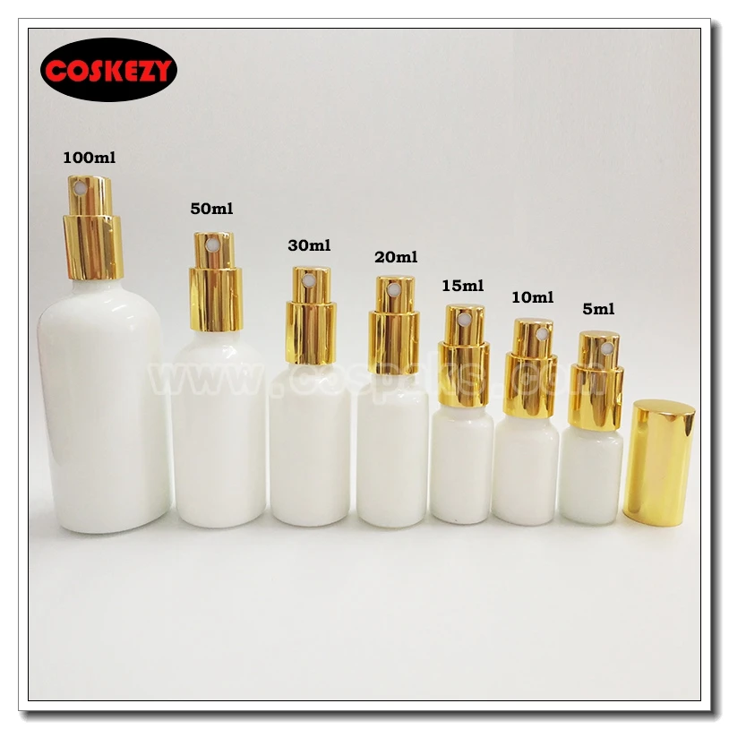 50pcs wholesale empty 100ml round white mist spray bottle with black ,gold, silver or white pump