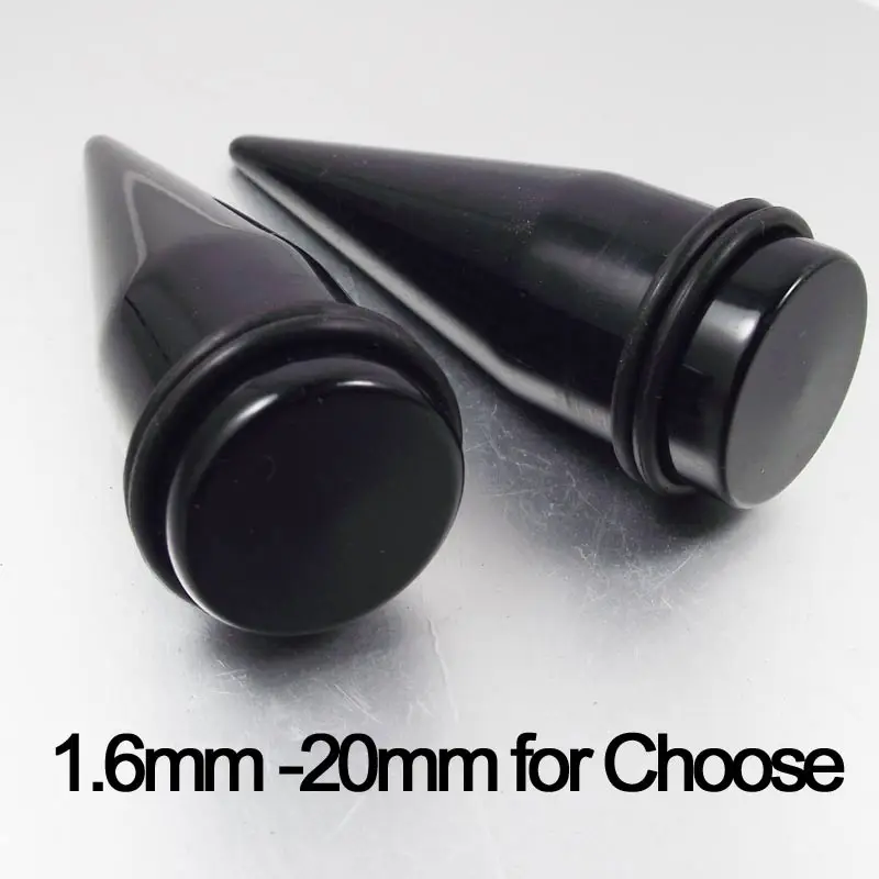 1.6mm 12mm 14mm 16mm big size Acrylic Ear Piercing Tapers Expander Black Flesh Tunnel Body Jewelry