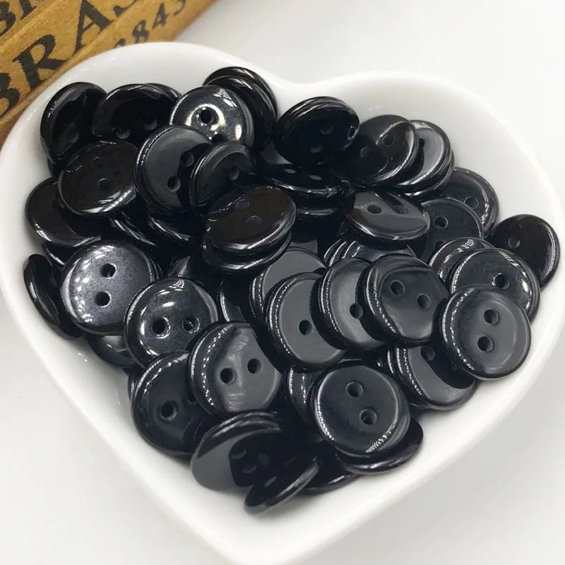 50/100 pcs Black New 15mm 2 holes Plastic Button/Sewing lots Mix PT271