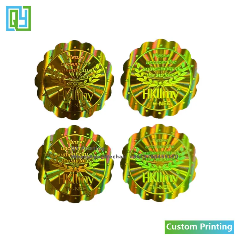 10000pcs 25x25mm Custom Printed 3D Golden Foil Holographic Sticker Custom Hidden Text QR Code Security Seal Label