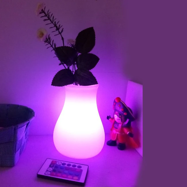 D7.5*D12*H15cm LED Flower Pots 16 Colour Changing illuminated Planter Vase with 24 keys Remote Control Free Shipping 40pcs/lot