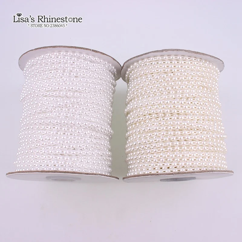 3mm,4mm,6mm,8mm Ivory&White Half Round Cotton Line Pearl Beads Chain DIY Garland Flowers Wedding Party Decoration