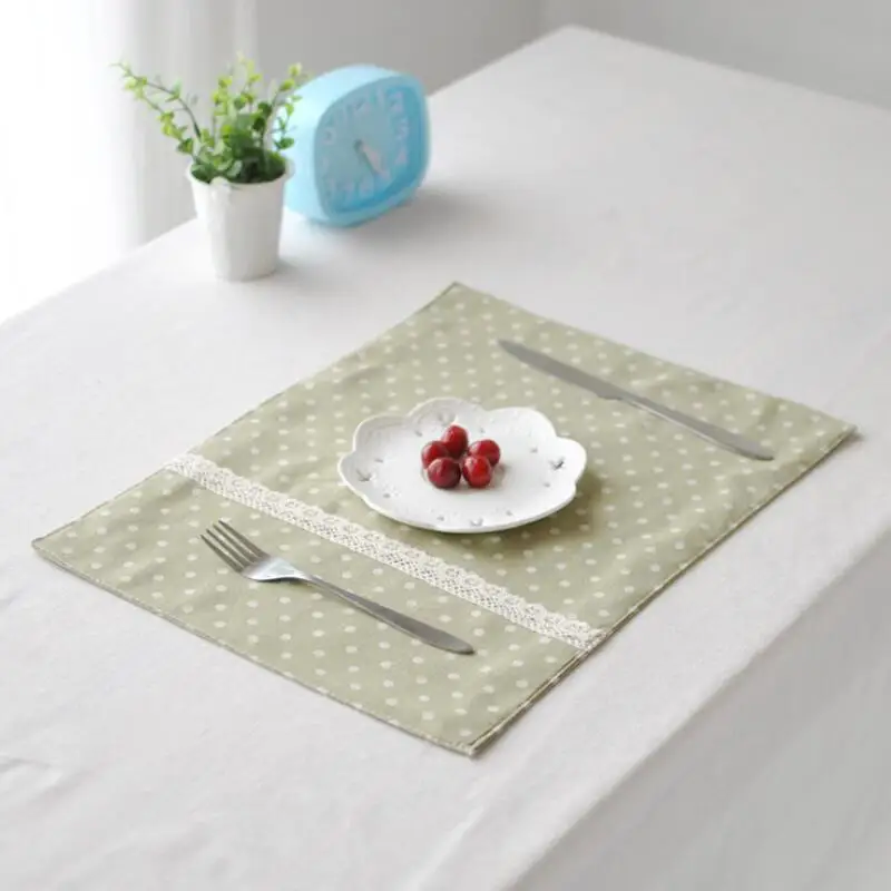 4pc Upscale Japanese-style Lace dot cloth placemat table mat Western pad Placemats double thick mat slip-resistant pad Tea cloth