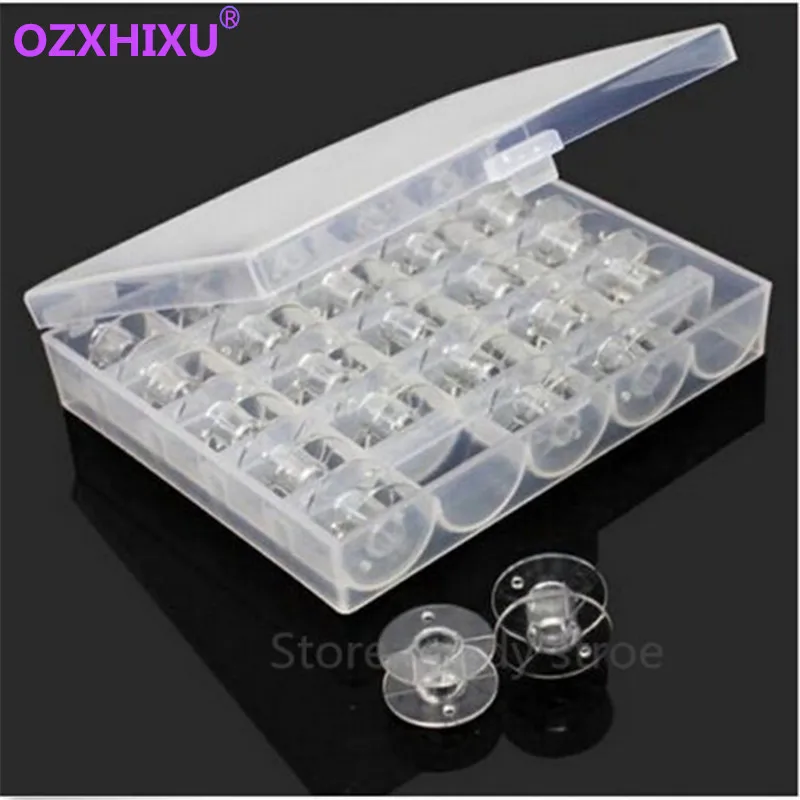 1set/lot Clear Plastic 25 Bobbins Sewing Machine Spools With Thread Storage Case Box For Home Sewing Accessories Sewing Tools