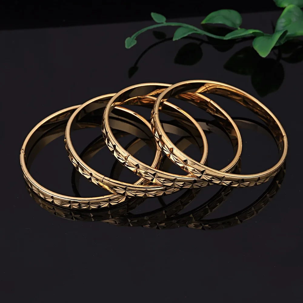 4pcs Ethiopian Jewelry Gold Color Bangles Dubai Gold Jewelry Bangles for African Bangles & Bracelets for Women Gifts